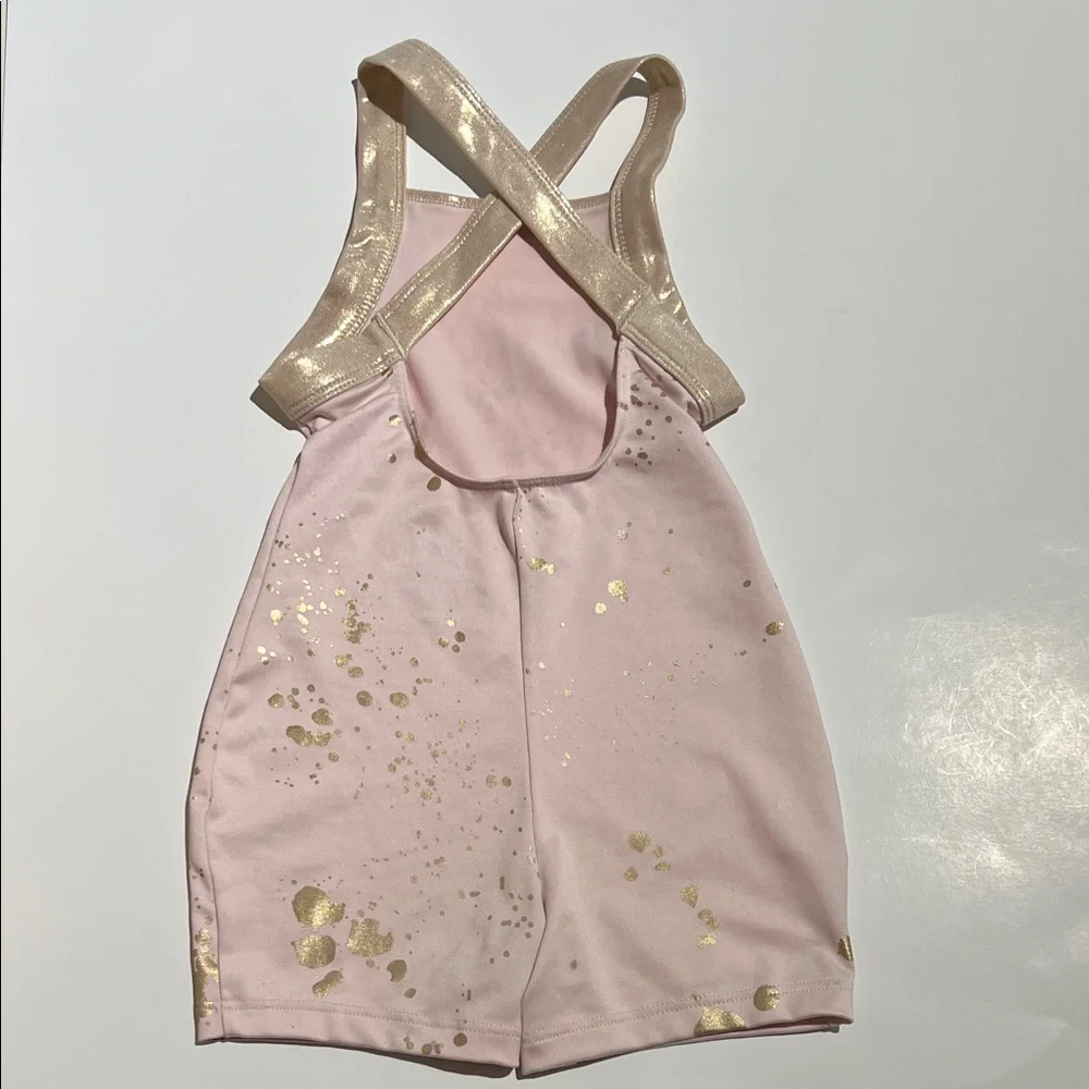 Justice Girls Pink and Gold Dance and Gymnastics Leotard Biketard XS (5/6)